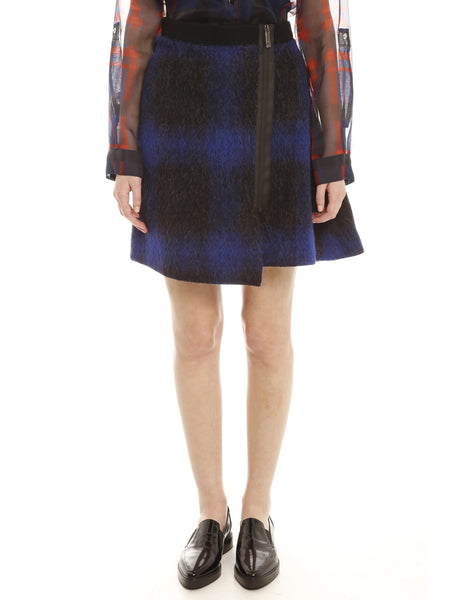 Blue/Black Plaid Mohair Blend Skirt
