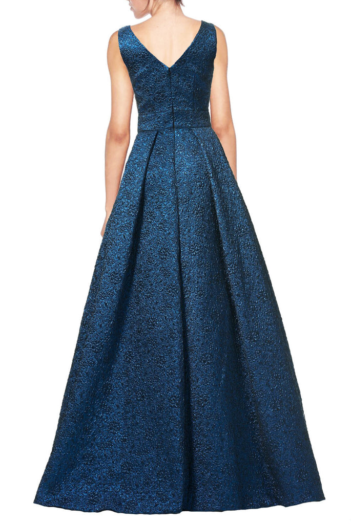 Indigo / Platinum Brocade Ballgown