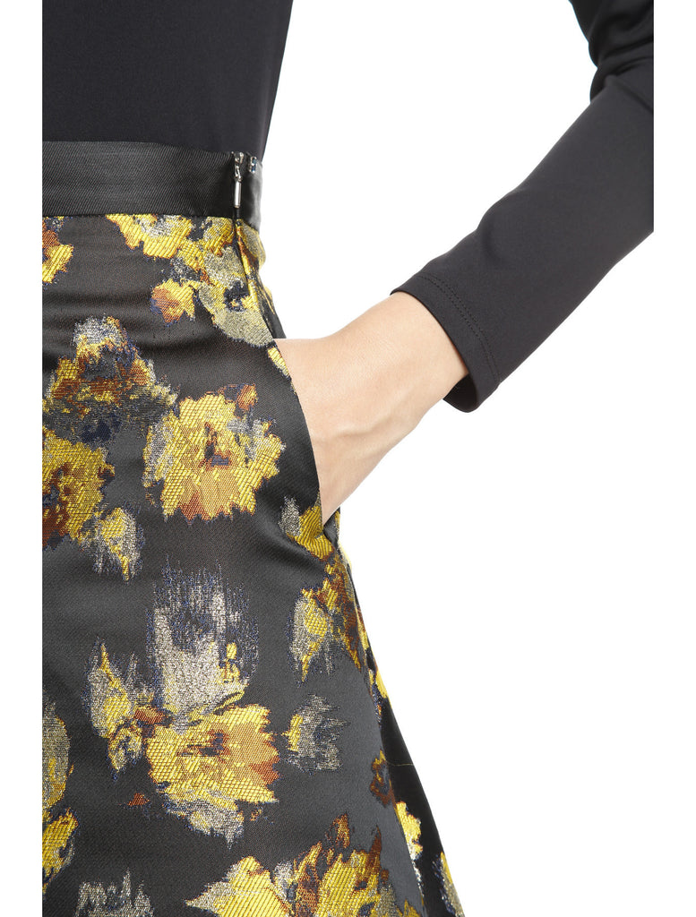 Lurex Jacquard Floral Skirt