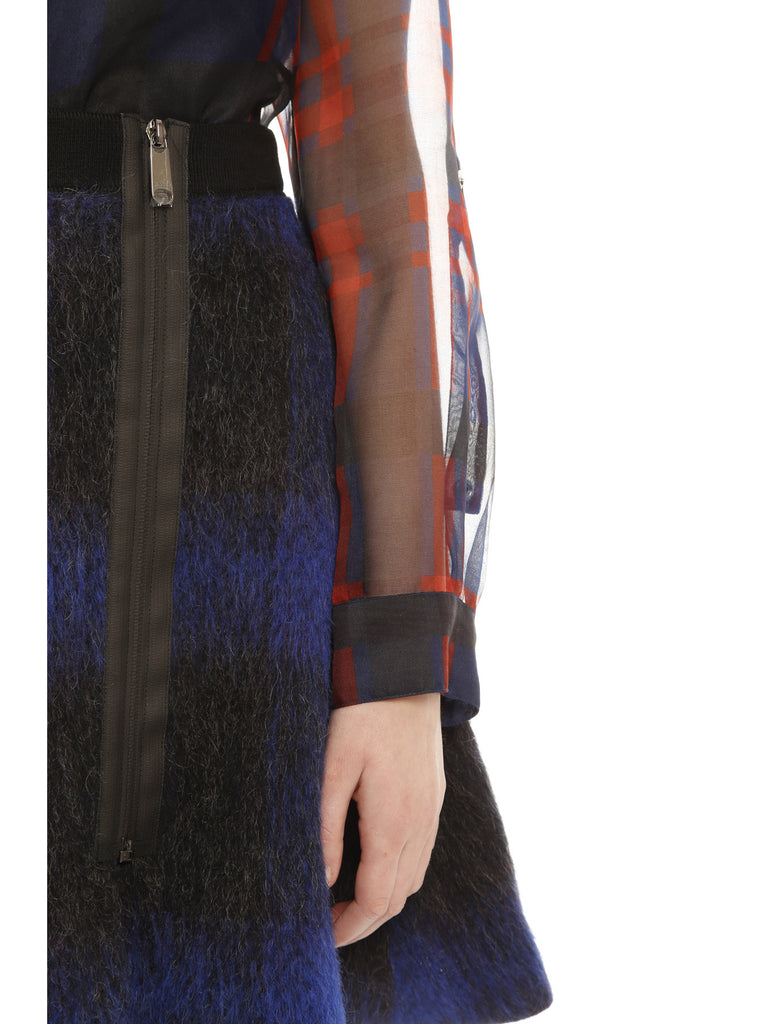 Blue/Black Plaid Mohair Blend Skirt