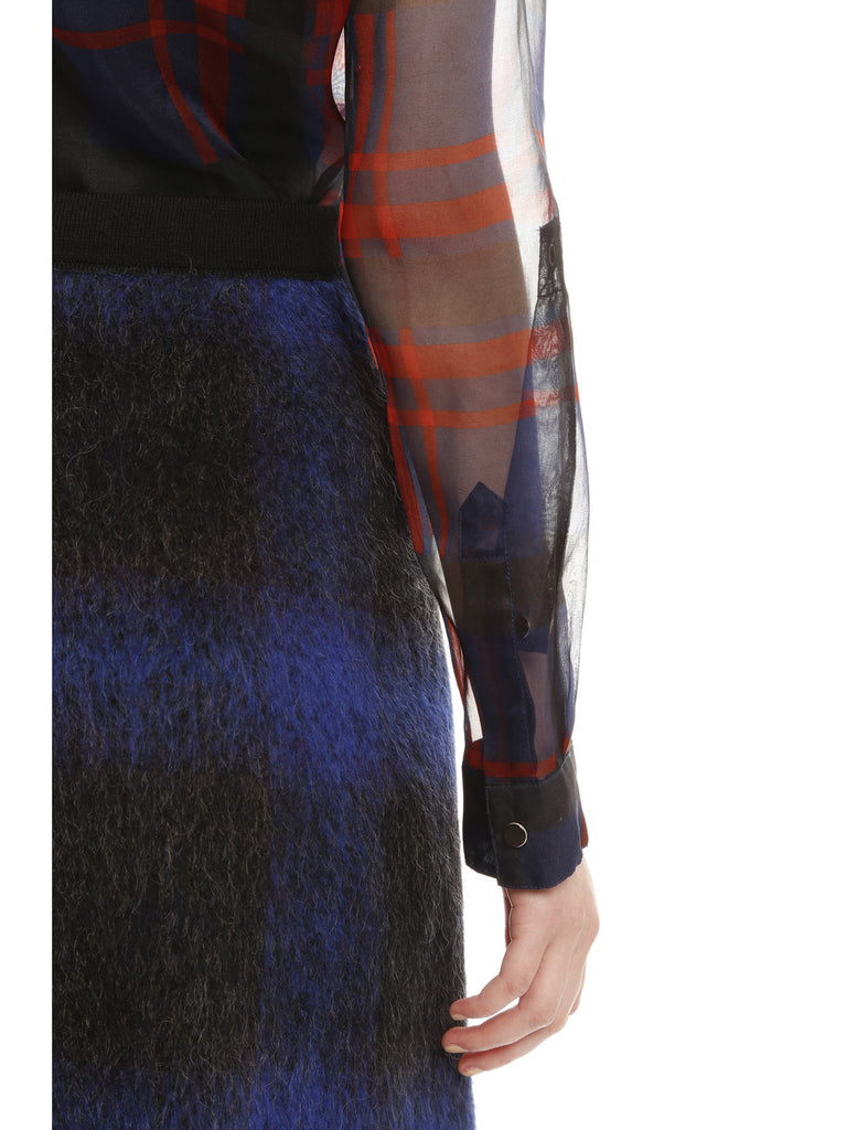 Blue/Black Plaid Mohair Blend Skirt