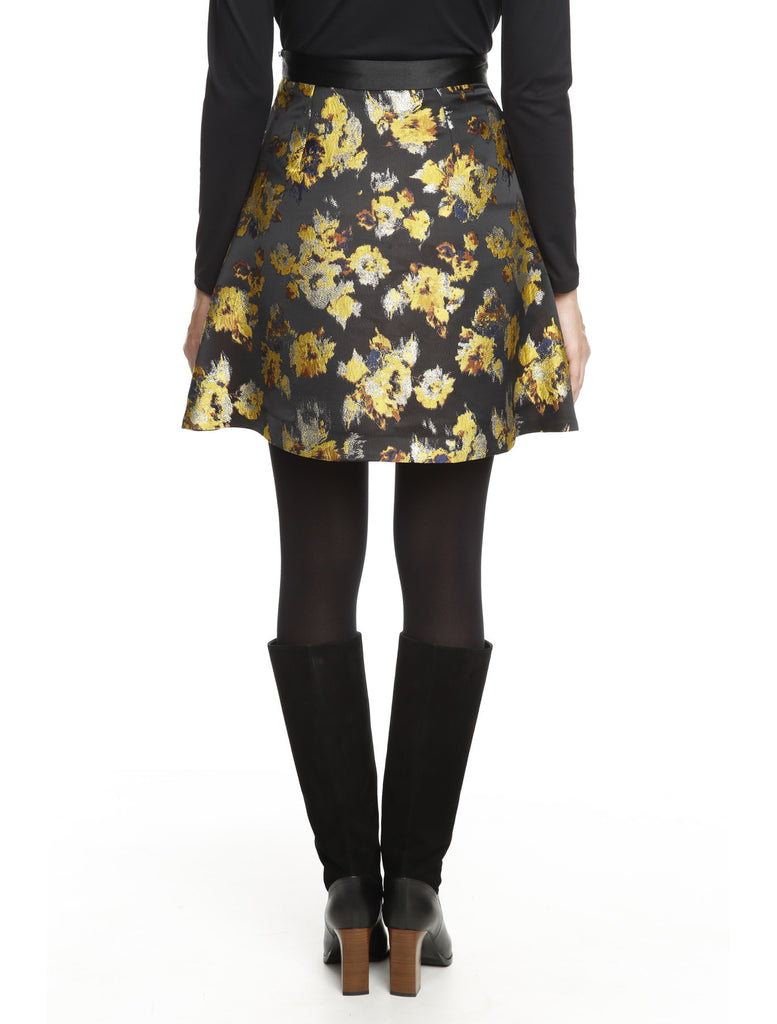 Lurex Jacquard Floral Skirt