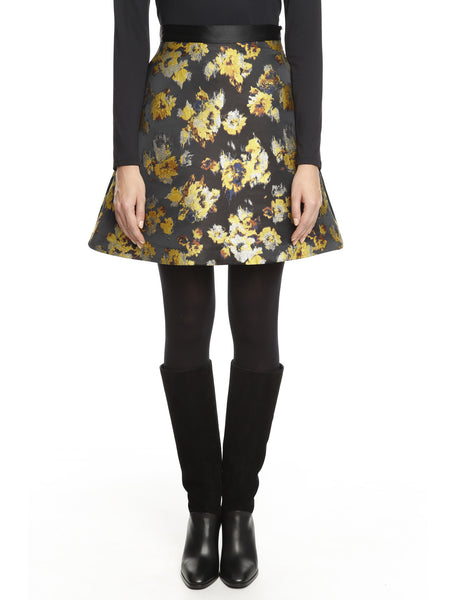 Lurex Jacquard Floral Skirt