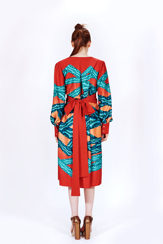 Red Blossom Kimono Dress