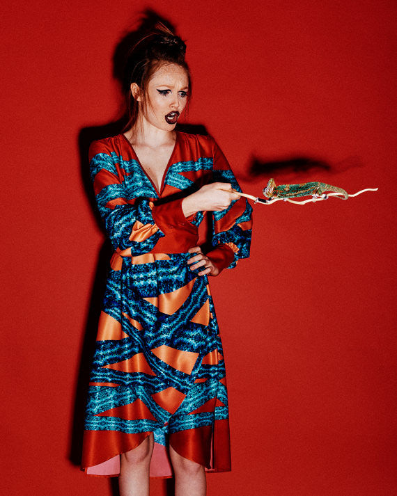 Red Blossom Kimono Dress