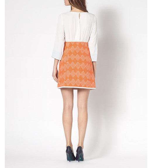 Orange and White Dress